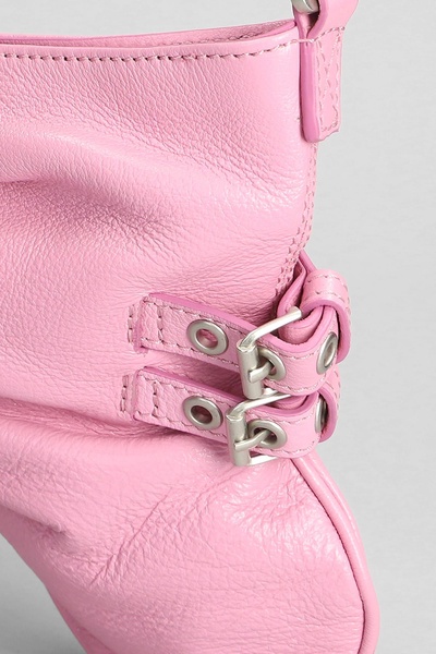 Hand Bag In Rose-pink Leather