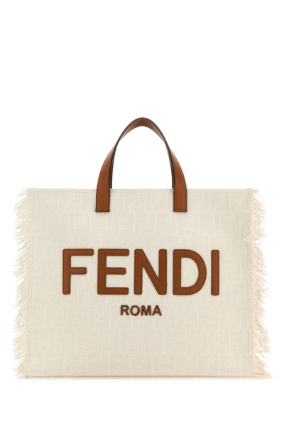 Fendi Man Embroidered Jacquard Ff Shopper Shopping Bag