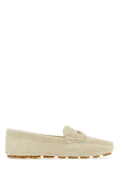 Miu Miu Woman Ivory Suede Loafers