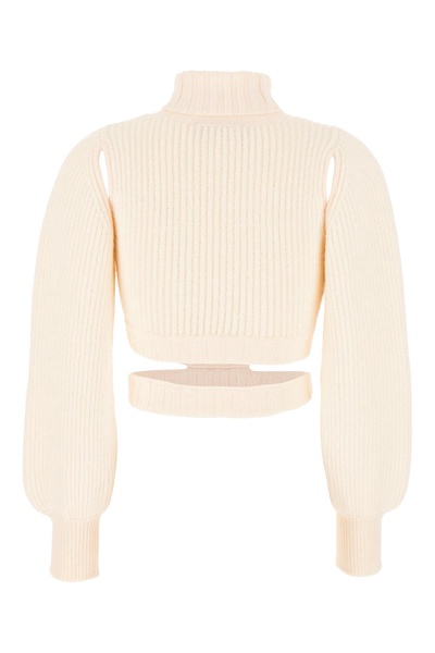 Ivory Stretch Wool Blend Sweater