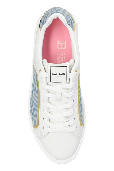 B-Court denim-trimmed leather sneakers