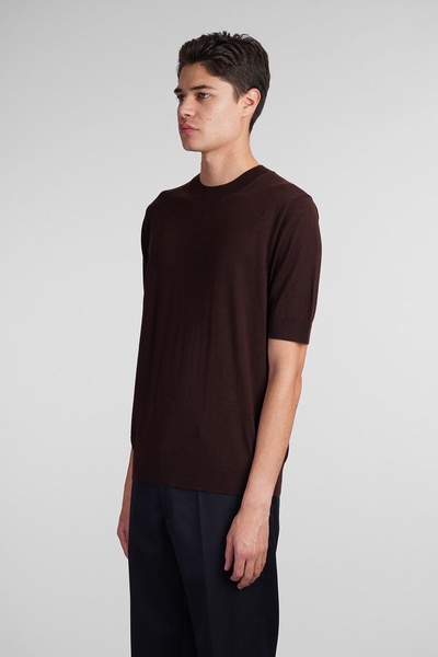 T-shirt In Brown Wool