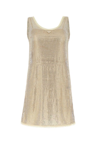 Prada Logo Plaque Embellished Sleeveless Dress