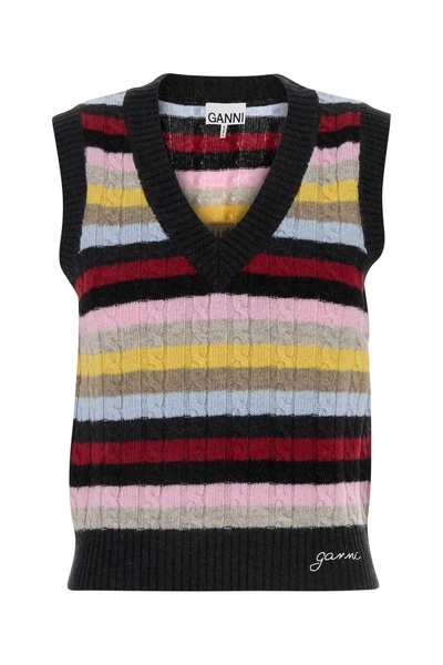 Embroidered Wool Blend Vest