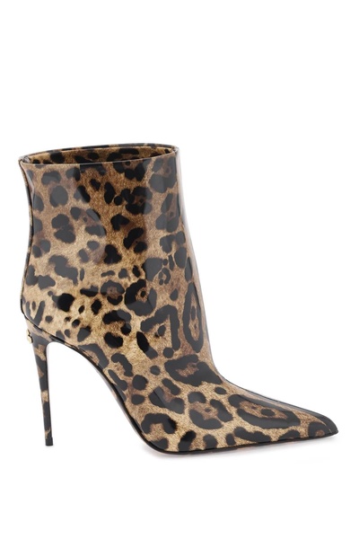 105 Leopard Print Ankle Boots in Patent Leather