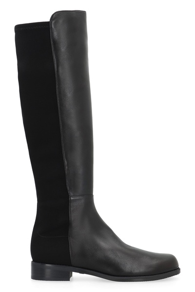 Halfnhalf Leather And Stretch Fabric Boots