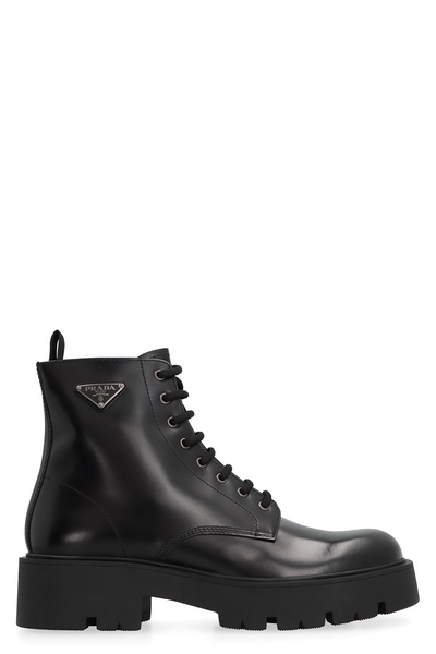 PRADA Men's Classic Leather Lace-Up Boots