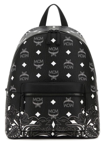 MCM Monogram Print Zipped Backpack