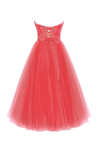 Coral tender midi tulle dress