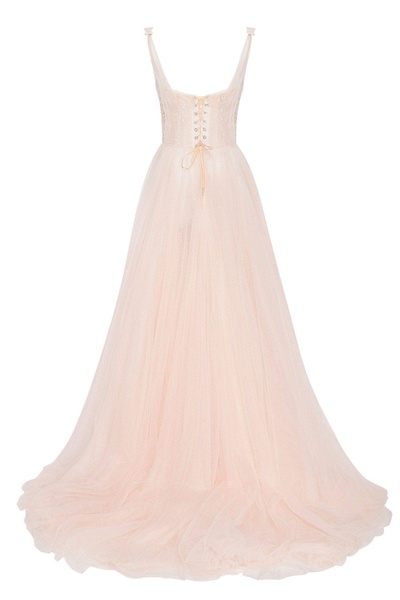 Peach Multi-Layered Tulle Gown