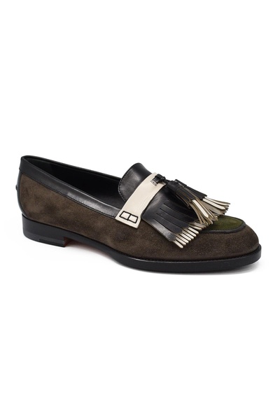 Santoni Women Suede Loafers