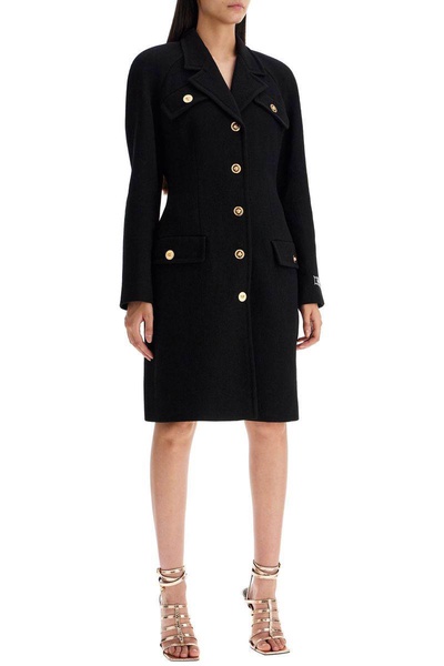 Versace Black Virgin Wool Blend Coat Women