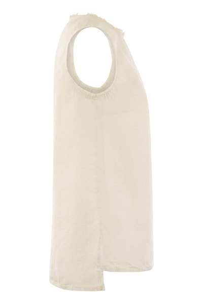 Peserico Sleeveless Linen Top in Beige