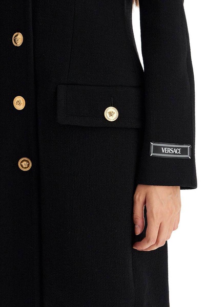 Versace Black Virgin Wool Blend Coat Women