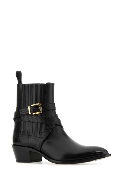 Black Leather Varen Ankle Boots