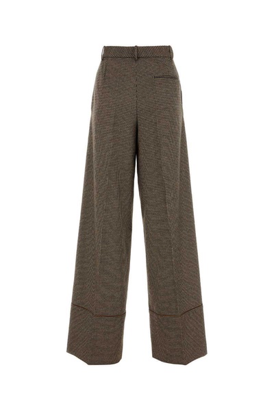 Embroidered Stretch Wool Blend Wide-leg Pant