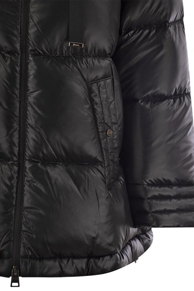 HERNO Luxurious Silk-Feel Oversized Hooded Down Jacket