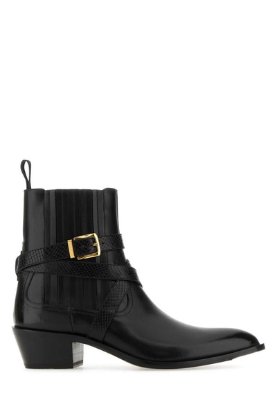 Black Leather Varen Ankle Boots