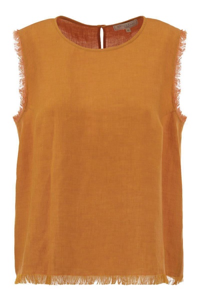 Antonelli Adrien - Linen Sleeveless Jumper in Orange