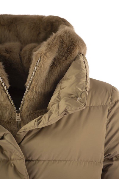 Herno Down Jacket With Bib And Cruelty Free Fur Hood