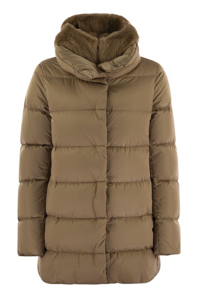 Herno Down Jacket With Bib And Cruelty Free Fur Hood