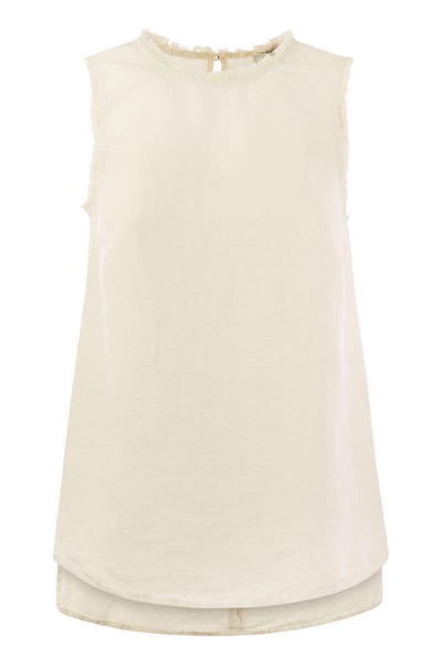 Peserico Sleeveless Linen Top in Beige