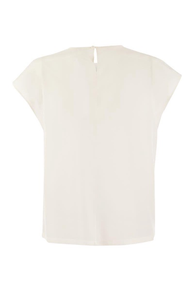 Peserico Crepe De Chine Top With Sequin Pocket in White