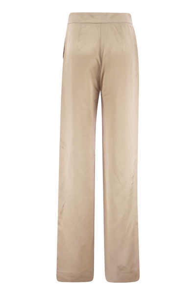 Antonelli Viscose And Linen Palazzo Trousers in Beige