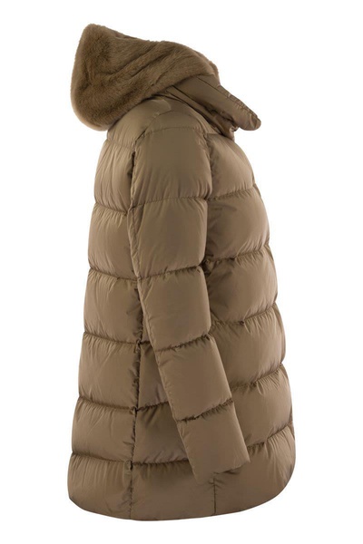 Herno Down Jacket With Bib And Cruelty Free Fur Hood