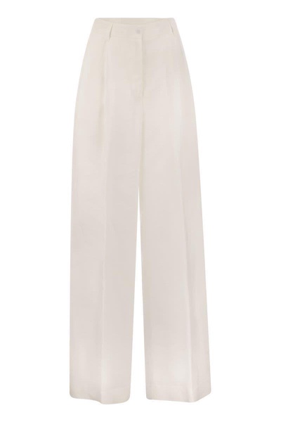 Antonelli Tulipano - Linen Wide Trousers in White