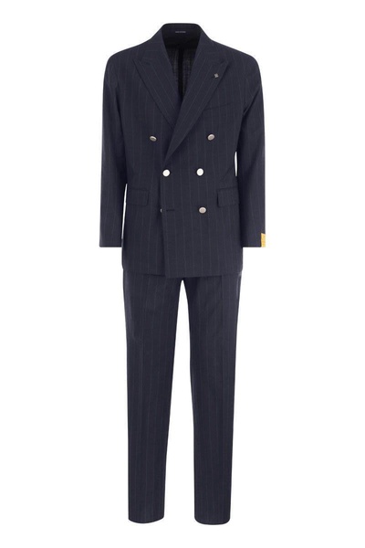 Tagliatore Double-Breasted Pinstripe Suit in Blue