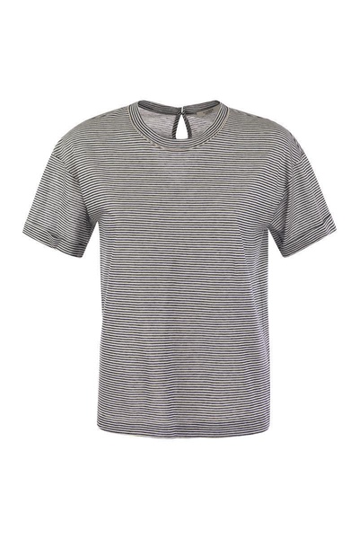 Peserico Lightweight Striped Jersey T-Shirt And Punto Luce in Multicolor