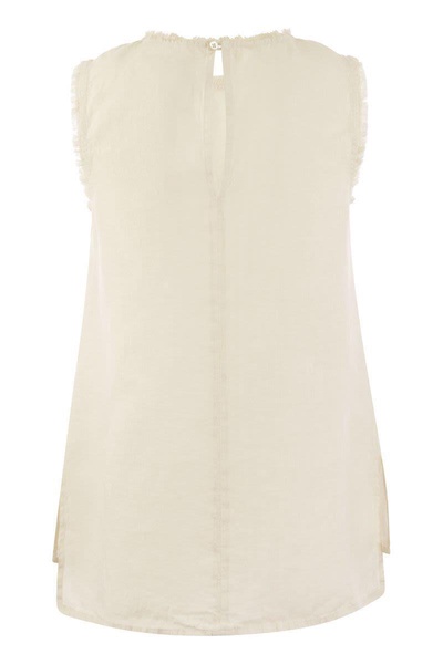 Peserico Sleeveless Linen Top in Beige