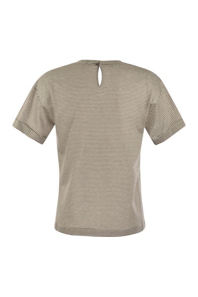 Peserico Lightweight Striped Jersey T-Shirt And Punto Luce in White