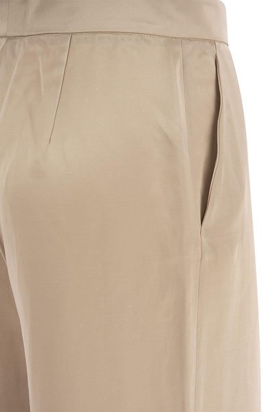 Antonelli Viscose And Linen Palazzo Trousers in Beige