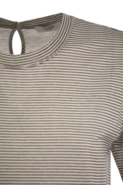 Peserico Lightweight Striped Jersey T-Shirt And Punto Luce in White