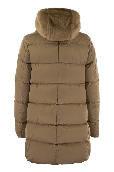 Herno Down Jacket With Bib And Cruelty Free Fur Hood