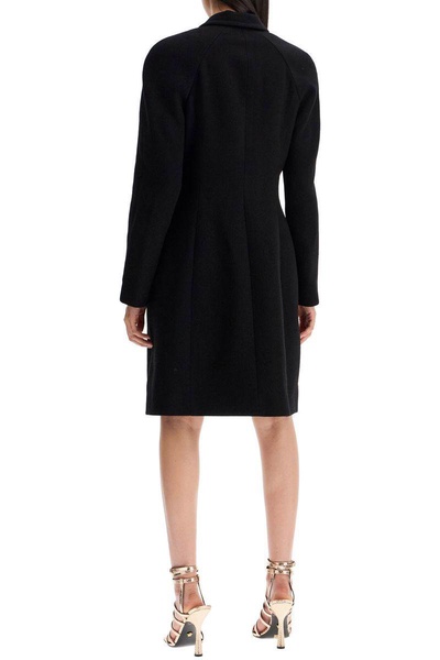 Versace Black Virgin Wool Blend Coat Women