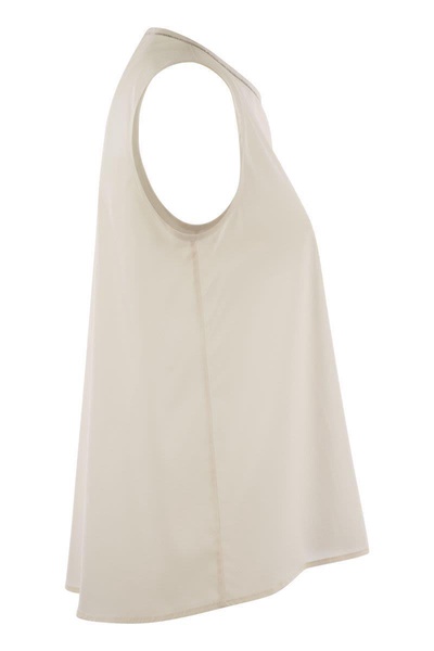 Peserico Stretch Silk Crepe De Chine Top in Pearl