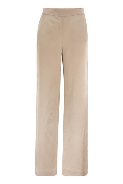 Antonelli Viscose And Linen Palazzo Trousers in Beige