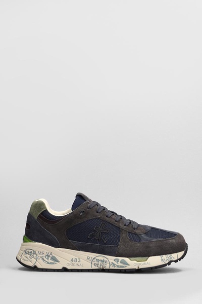 Mase Sneakers In Blue Suede And Fabric