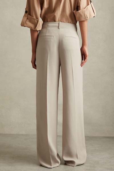 Side Stripe Wide Leg Trousers in Stone