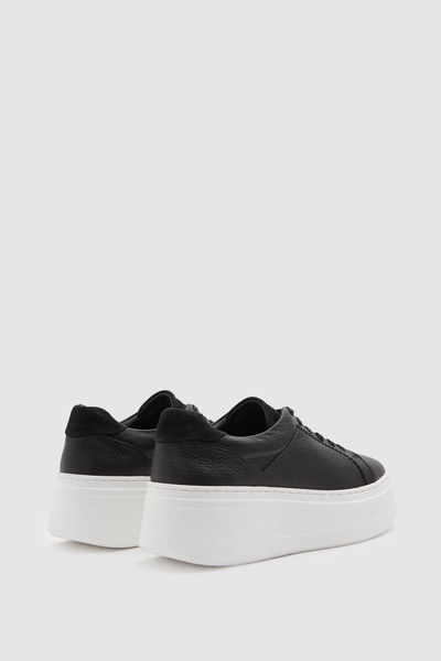 Platform Leather Trainers in Black