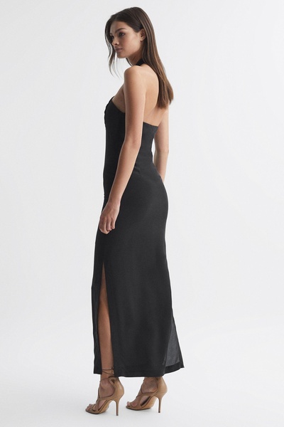 Joslin Silk Halterneck Maxi Dress in Sandwash Black