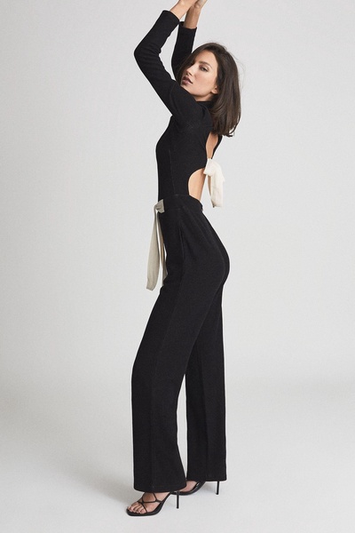 Open Back Jumpsuit in Black