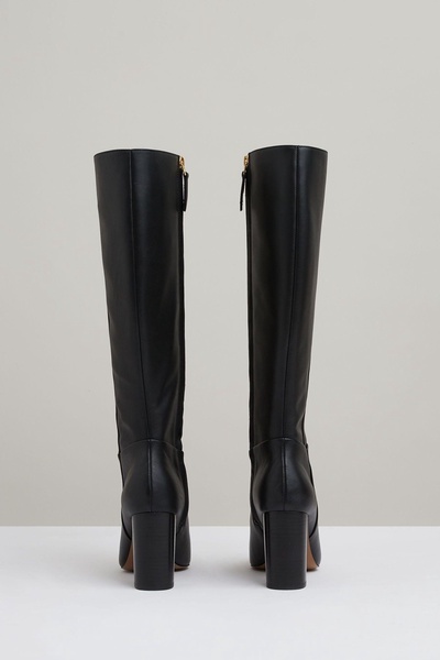 Block Heel Knee High Boots in Black