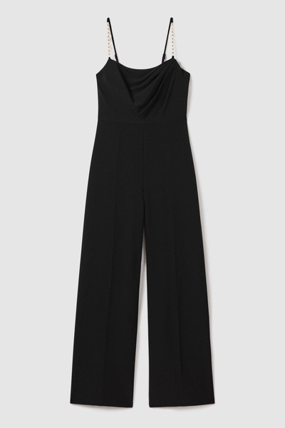 Halston Cowl Neck Jumpsuit in Black