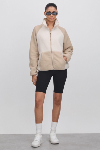 Fleece Funnel Neck Jumper in Natural