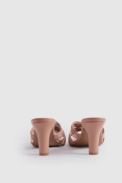 Leather Knot Detail Mules in Blush