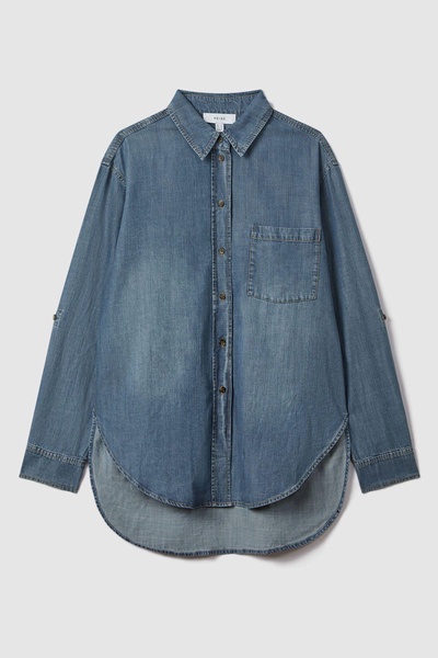 Denim Button-Through Shirt in Blue